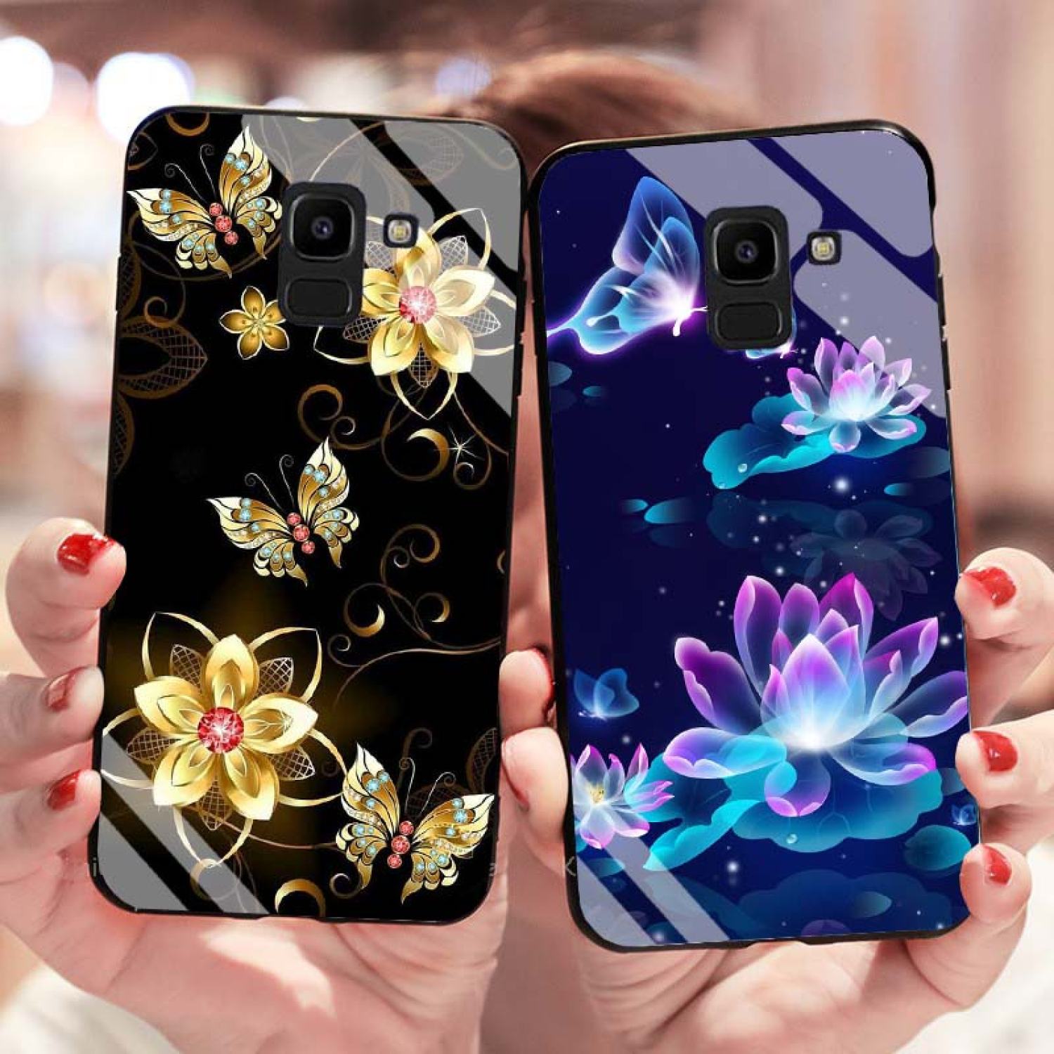 Ốp Samsung A6, J6, A8, A8 PlusLưng Kính Cường Lực Mới ƞhất