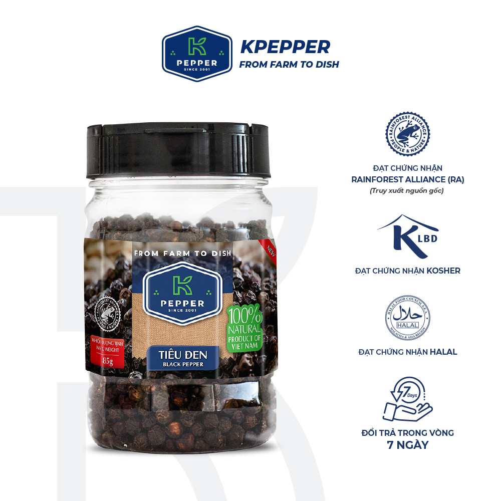 Tiêu đen hạt hủ K Pepper 85g 1 Hũ