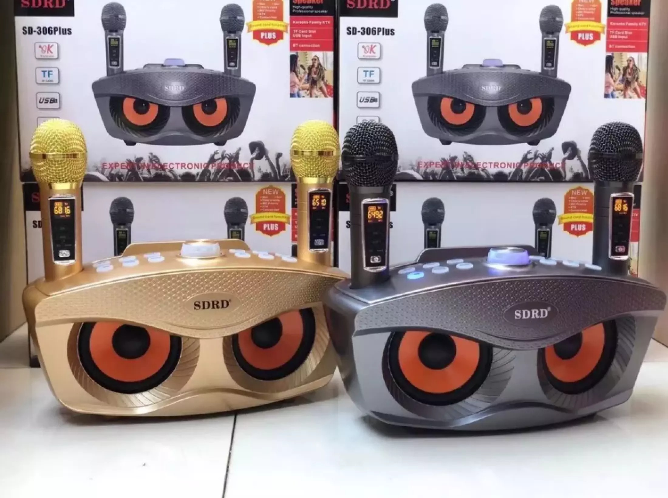 Micro Karaoke Bluetooth Hình Mắt Cú Loa Mắt Cú Tặng Kèm 2 Micro Không Dây Sd306 Cao Cấp Kiểu Dáng Đẹp Phù Hợp Với Mọi Không Gian ngoài trời trong nhà đi du lịch gọn gàn dể mang theo Laz Police