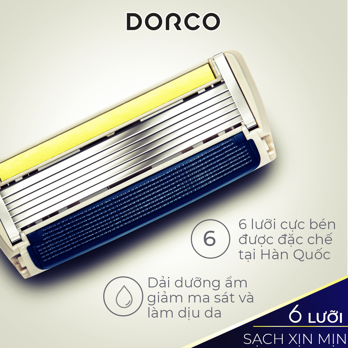 DORCO PACE 6 PLUS - Dao Cạo Râu Hàn Quốc 6 Lưỡi - Hộp Gồm 1 Cán và 1 Đầu Cạo