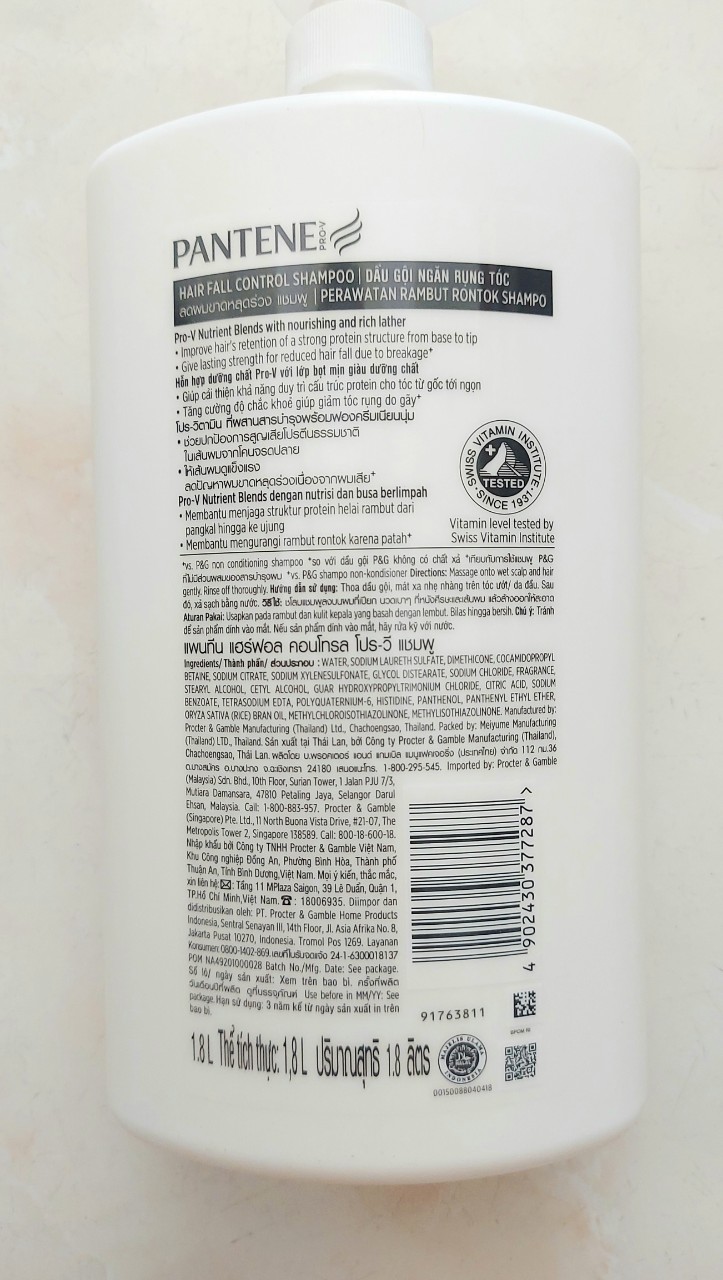 Dầu gội Pantene 1800ml ngăn rụng tóc ( Dầu gội pantene ngăn rụng tóc siêu to khổng lồ 1.8kg)