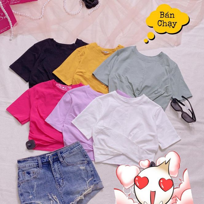 Áo thun croptop ngang ngực form dưới 45 kg