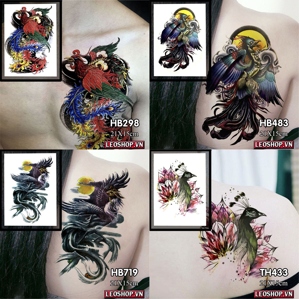 Tattoo stickers Eagle, owl , Phoenix (21x15cm)