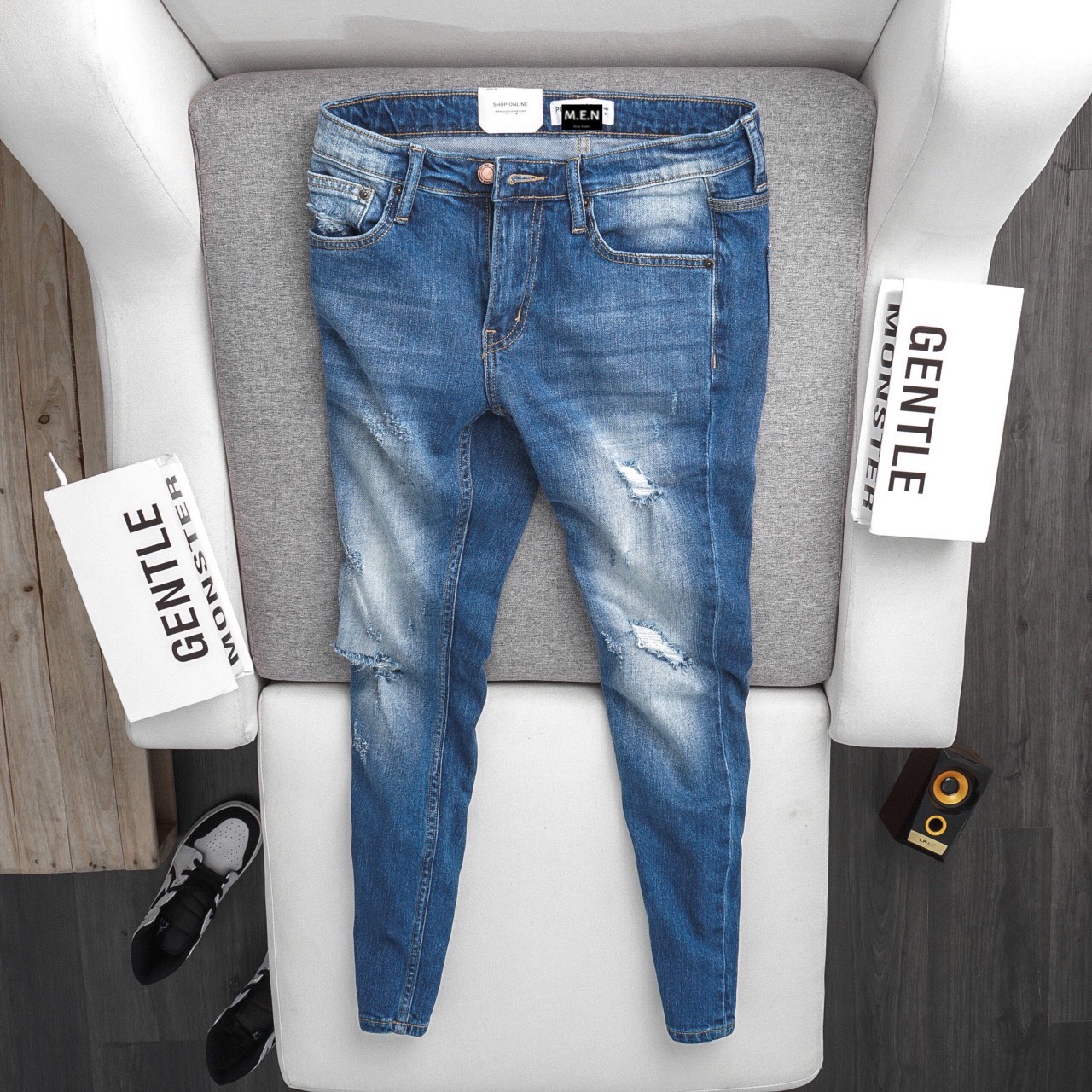 [HCM]Quần jean xanh rách Pull&Bear 06751