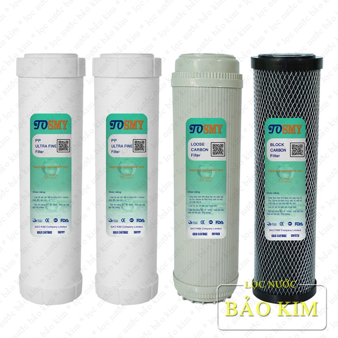 [HCM]Bộ 4 lõi lọc số 123 SMY 10 inch (2 Ultra fine + Losse carbon + Block carbon)