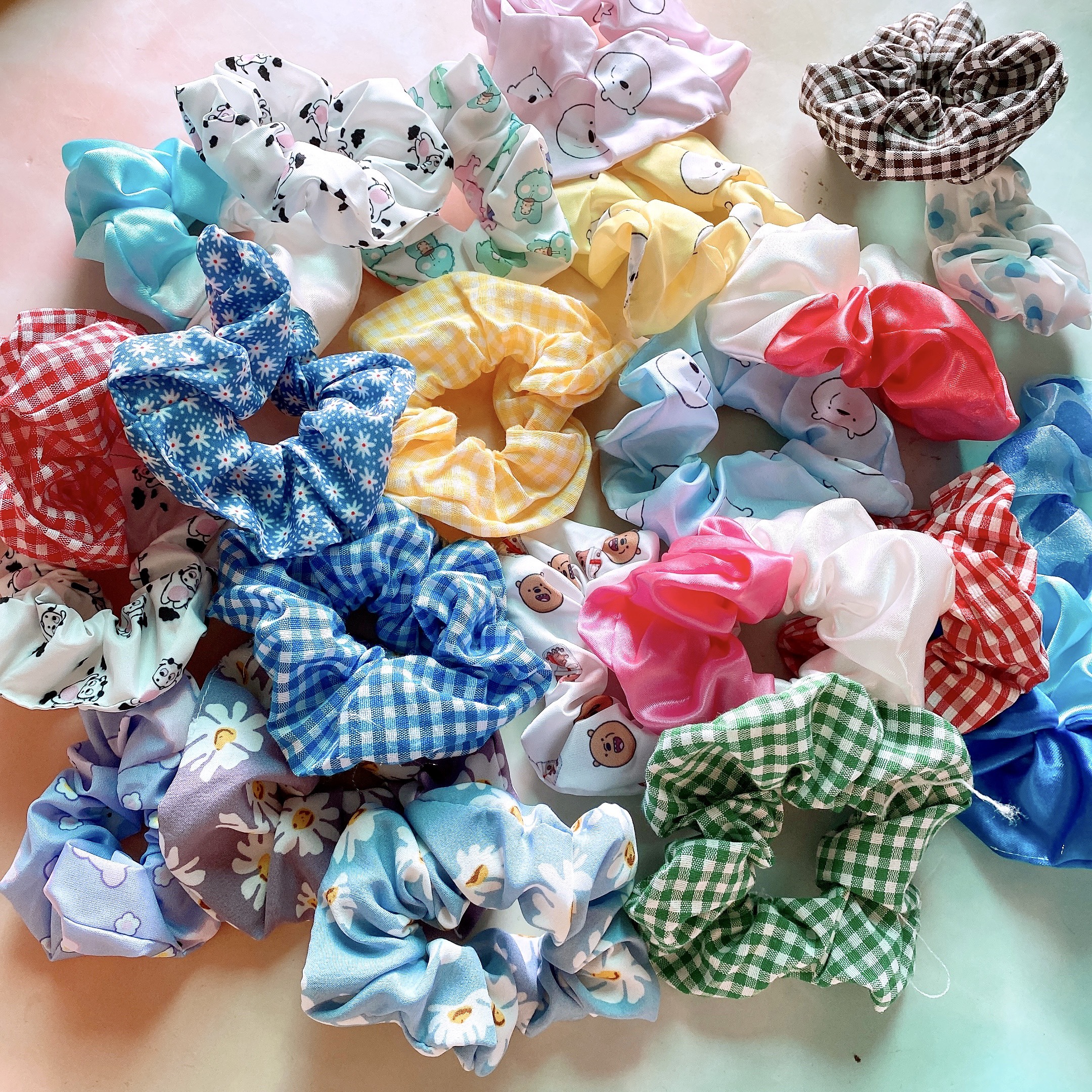 {Ảnh thật} SET MIX 5-10 SCRUNCHIES VẢI ĐẸP,  ĐỦ KIỂU, CỘT TÓC VẢI ĐEO TAY THỜI TRANG NỮ