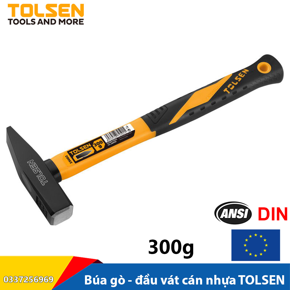 Búa gò cán nhựa (búa đầu dẹt) CHỐNG TRƯỢT 300G - Tiêu chuẩn xuất Châu ÂU