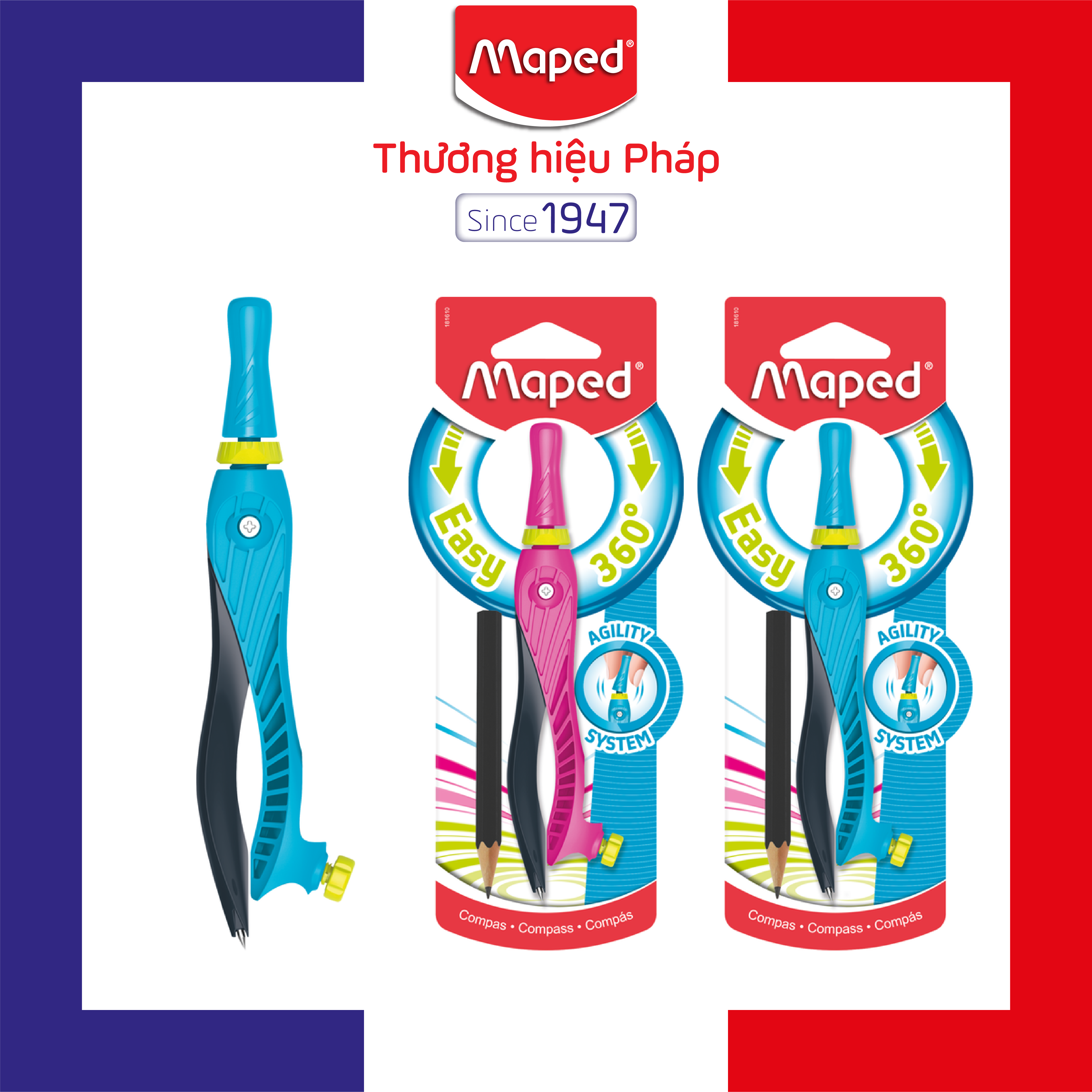 MAPED - Compa Kid'Z đầu xoay 360° - 1 vỉ