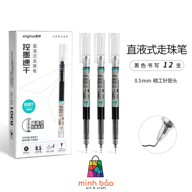 BÚT MỰC NƯỚC RESUN 8301 0.5MM MỰC ĐEN/ĐỎ/XANH