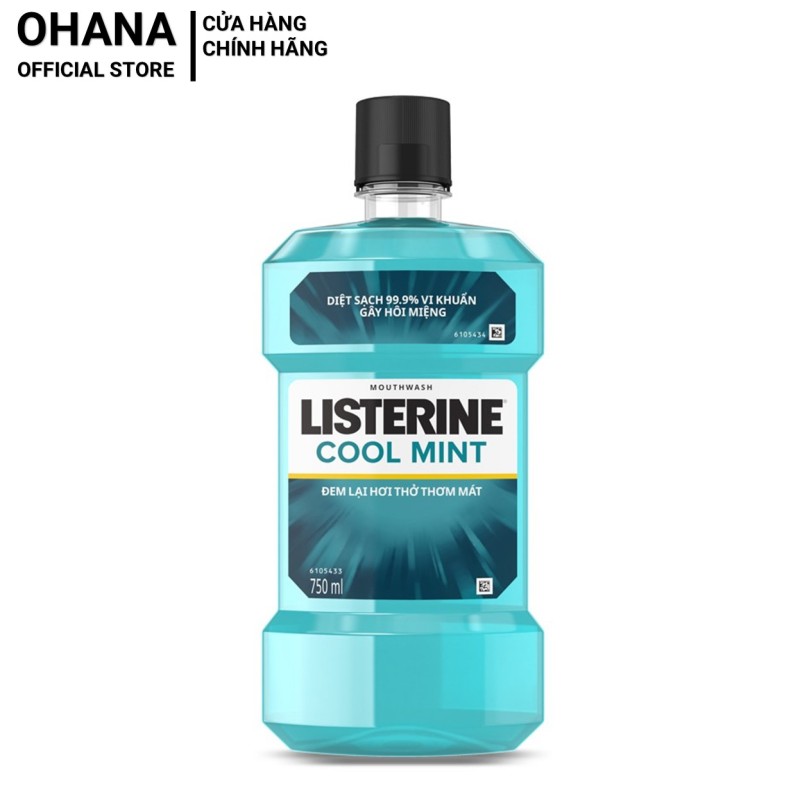 Nước Súc Miệng Listerine Diệt Khuẩn, Giữ Hơi Thở Thơm Mát Listerine Coolmint Mouthwash 750ml