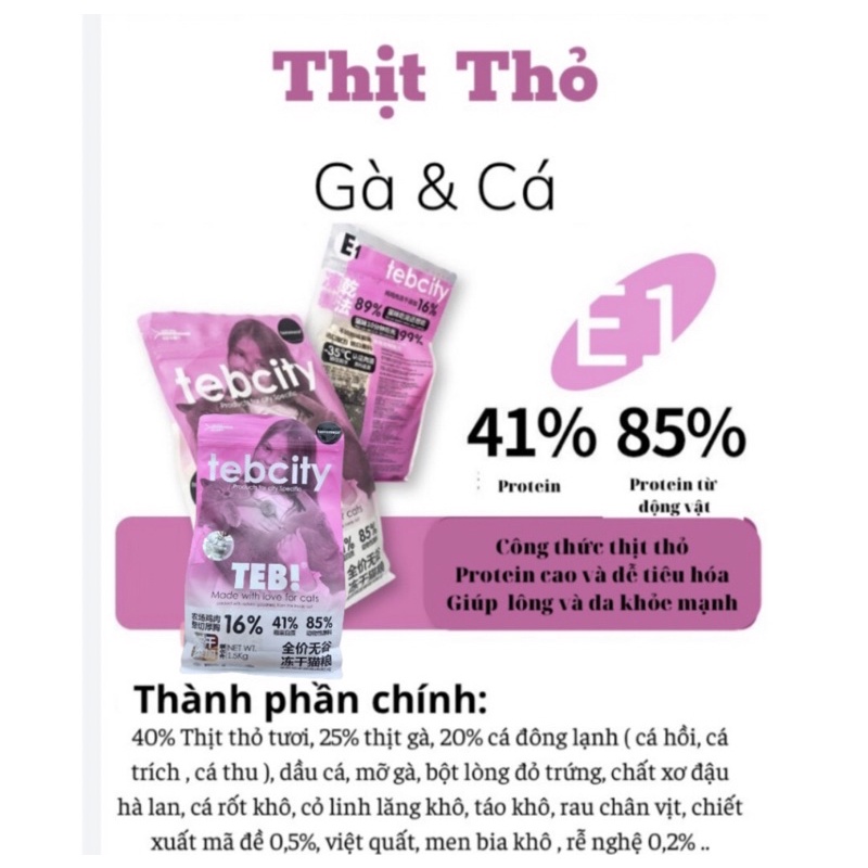 Hạt Teb City Mix Thịt Sấy Cho Mèo Mọi Lứa Tuổi