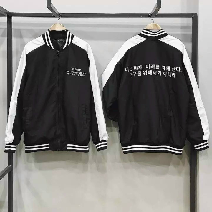 Áo khoác dù bomber 2 lớp lót dù form dáng trẻ trung in chữ hàn siêu đẹp