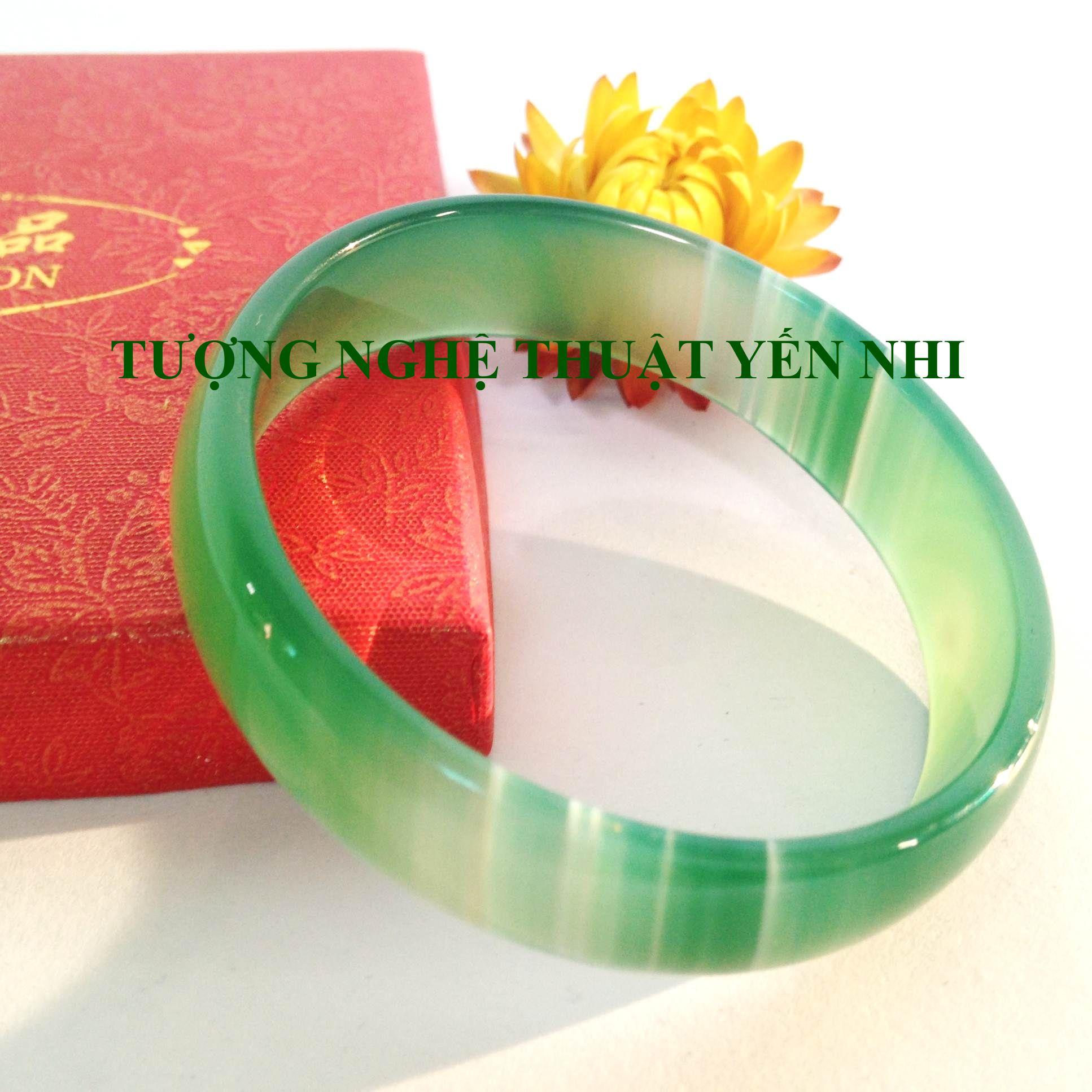Vòng tay Mã não thiên nhiên tròn (xanh) - đường kính 52mm