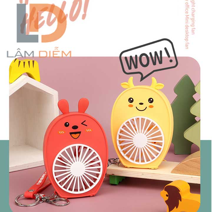 Quạt bàn pin sạc usb 2 chế độ siêu mát đôrêmon kitty