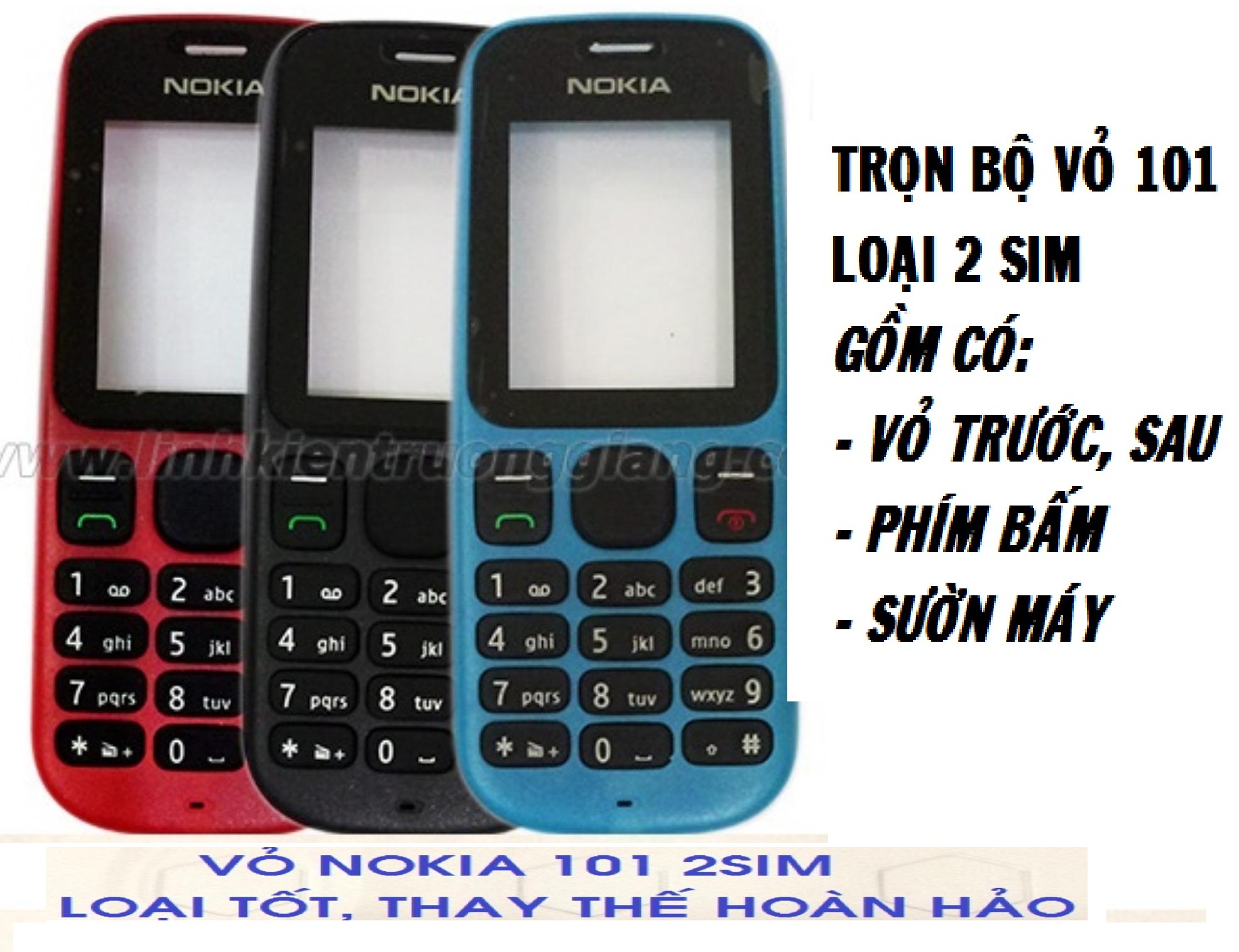 TRỌN BỘ VỎ 101 - 2SIM (VỎ, PHÍM, SƯỜN)