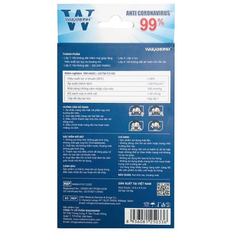 [HCM]WAKAMONO KHẨU TRANG Y TẾ 4 LỚP ( Hộp 10 Cái)