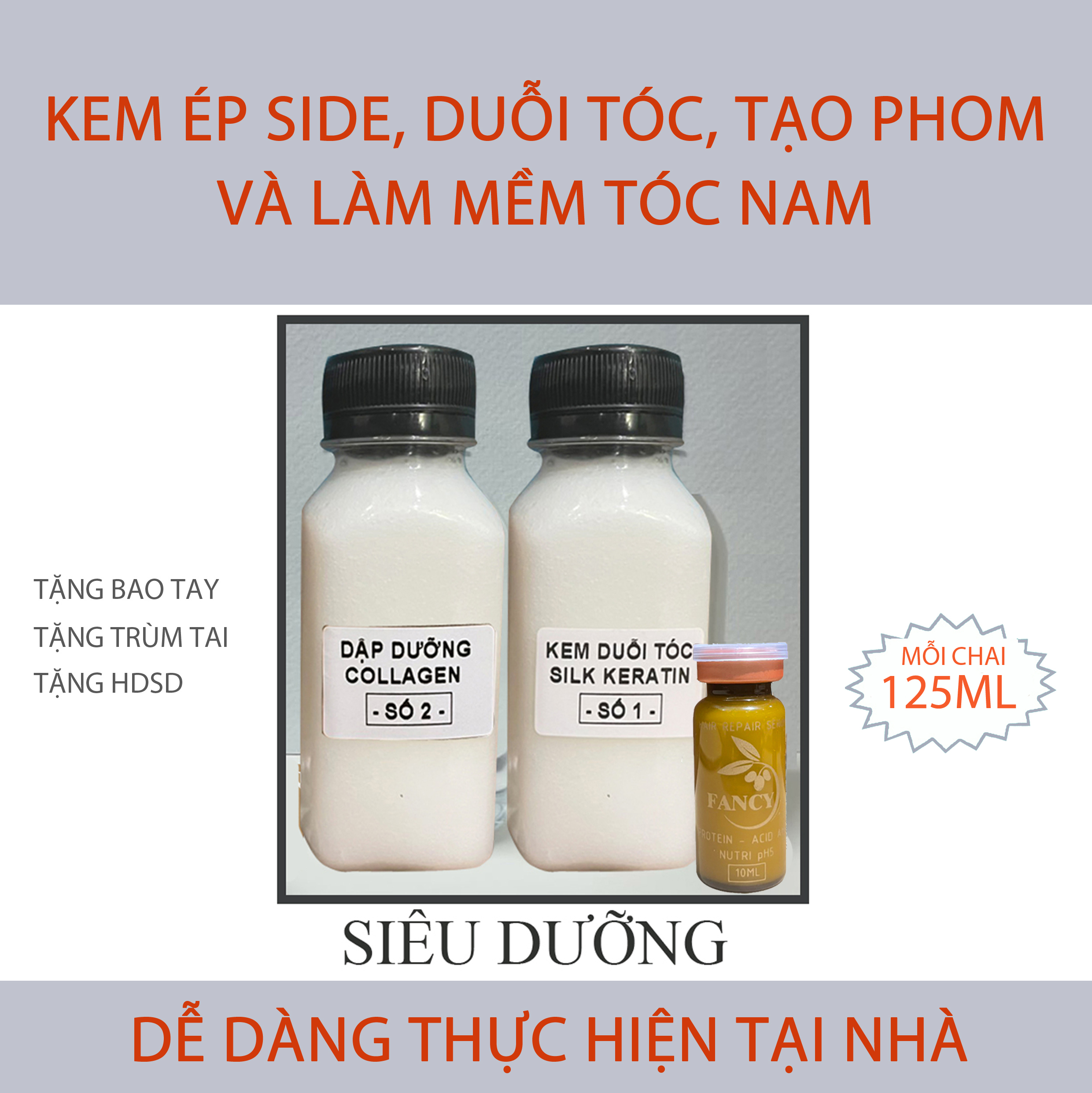 Kem Ép Side Duỗi Tóc Tạo Phom và Làm Mềm Tóc Nam
