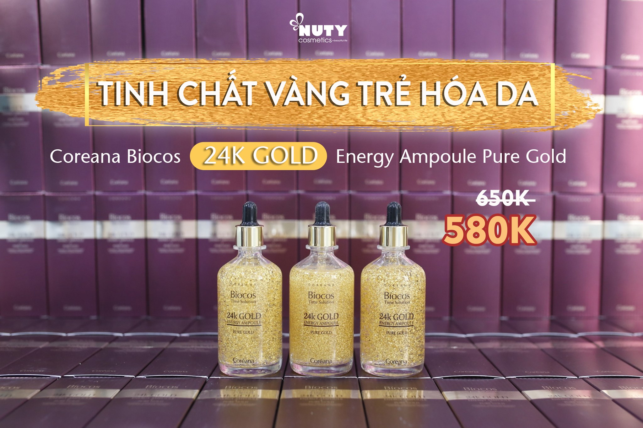 Tinh Chất Dưỡng Da Coreana Biocos Time Solution 24K Gold Energy Ampoule (100ml)
