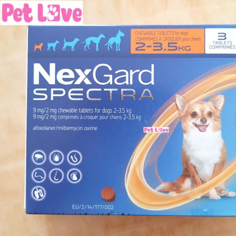 1 hộp NexGard Spectra trị giun, ghẻ, viêm da, ve rận (chó 2 - 3,5kg; 3 viên/ hộp)