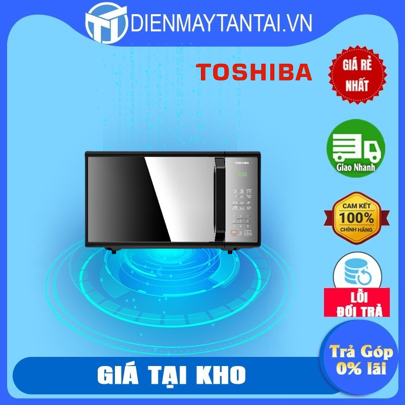 Lò vi sóng mặt gương toshiba 25 lít mm-em25pe - công suất 800w 11 mức công suất thực đơn tự động - giao toàn quốc - freeship hcm