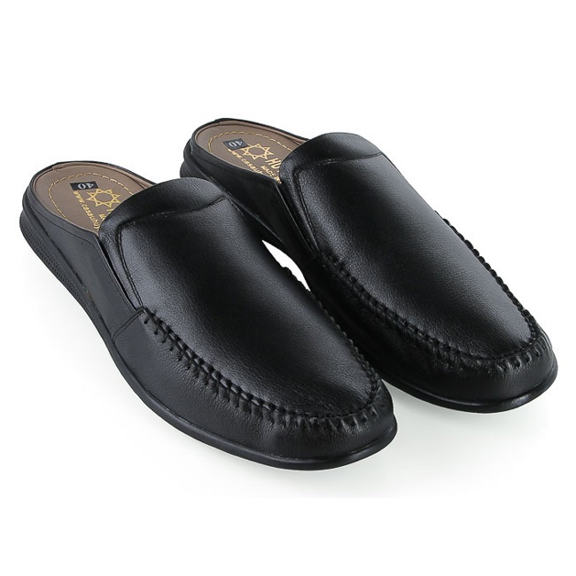 Giày sabo nam da bò màu đen HK7796