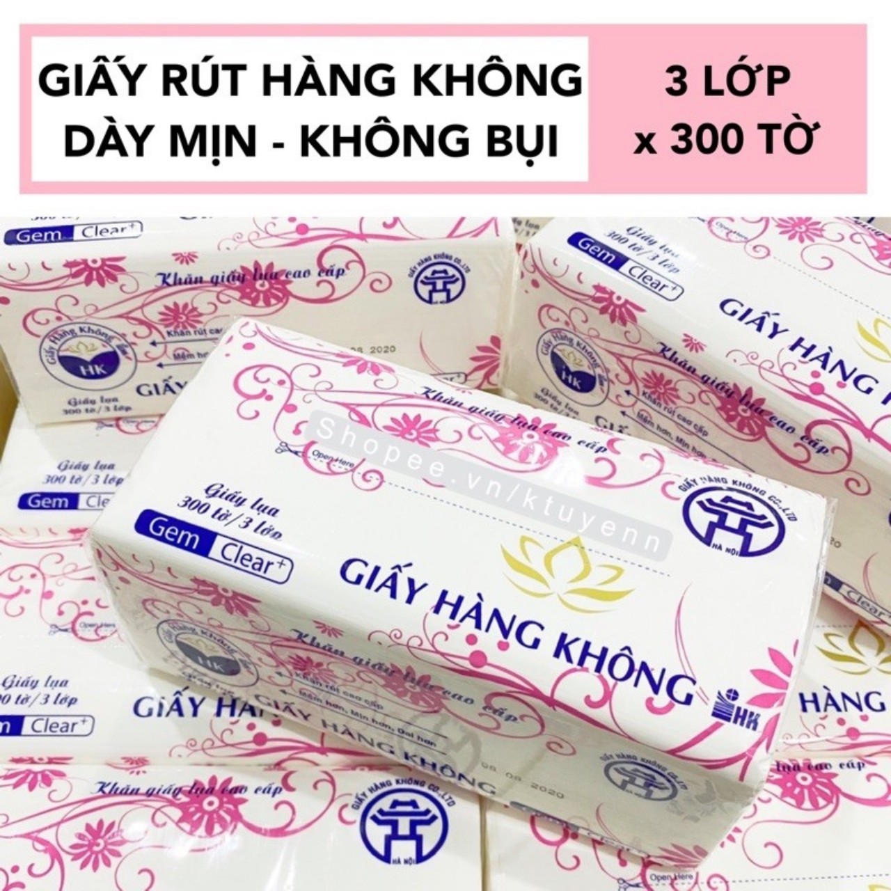 Khăn giấy rút lụa mềm mịn 3 lớp 300 tờ