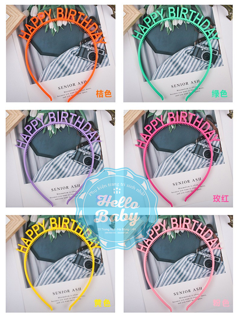 Bờm nhựa Happy Birthday nhiều màu - Hello Baby