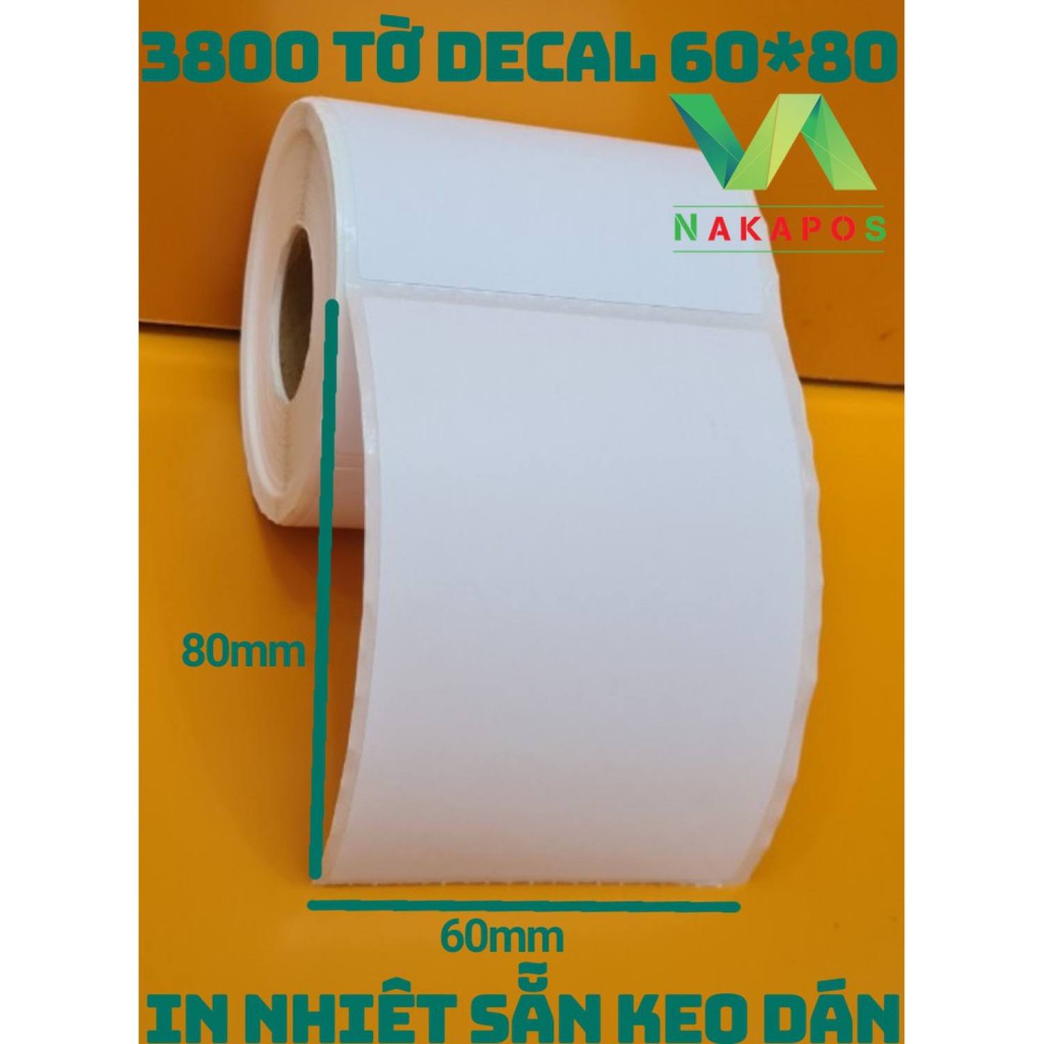 Giấy in tem phụ 60x80 mm - 6x8 cm sẵn keo chắc chắn in nhiệt