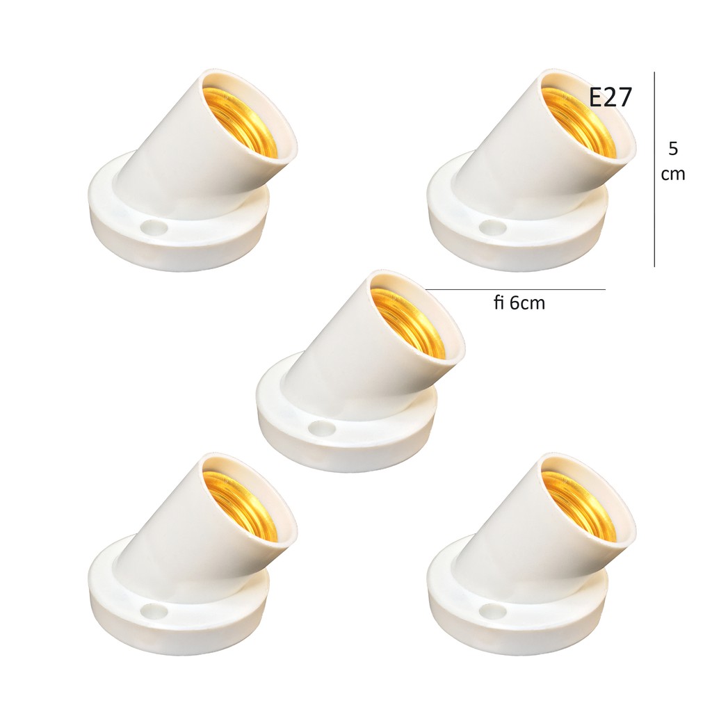 Bộ 3 Đuôi đèn tròn xéo tiêu chuẩn gắn tường E27