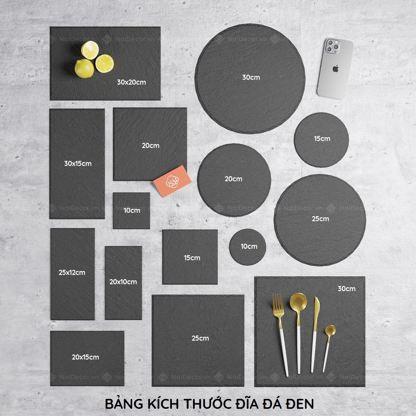 Đĩa đá đen chụp ảnh sản phẩm (Nhiều kích thước)