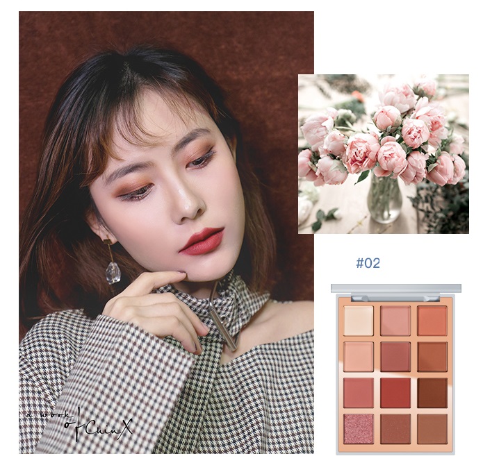 Phấn mắt 12 Ô Màu TUTU AROMA Multicolored Blue Eyeshadow Hot Trend