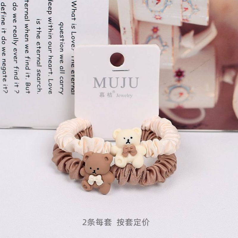 Set 2 dây cột tóc gấu thắt nơ phiên bản Hàn Quốc