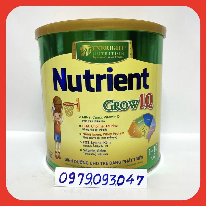 Sữa Nutrient Grow IQ, lon 800g date: 03/2025
