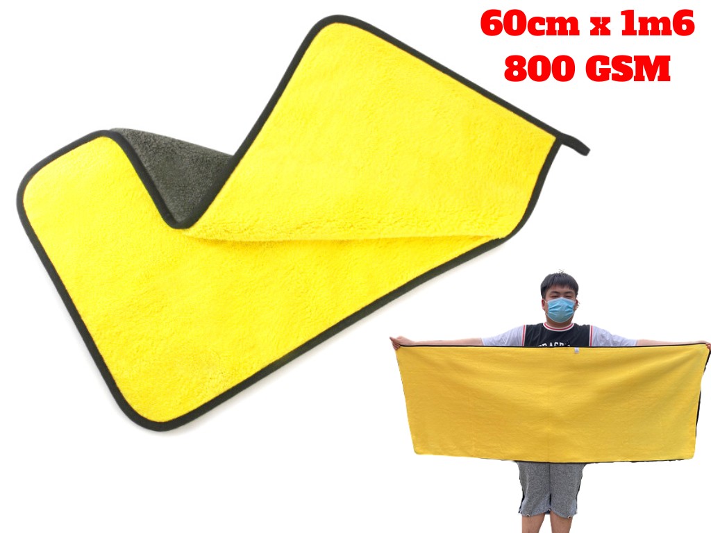 Khăn siêu thấm 2 lớp microfiber size siêu lớn 60x160 cm chuyên dùng lau xe