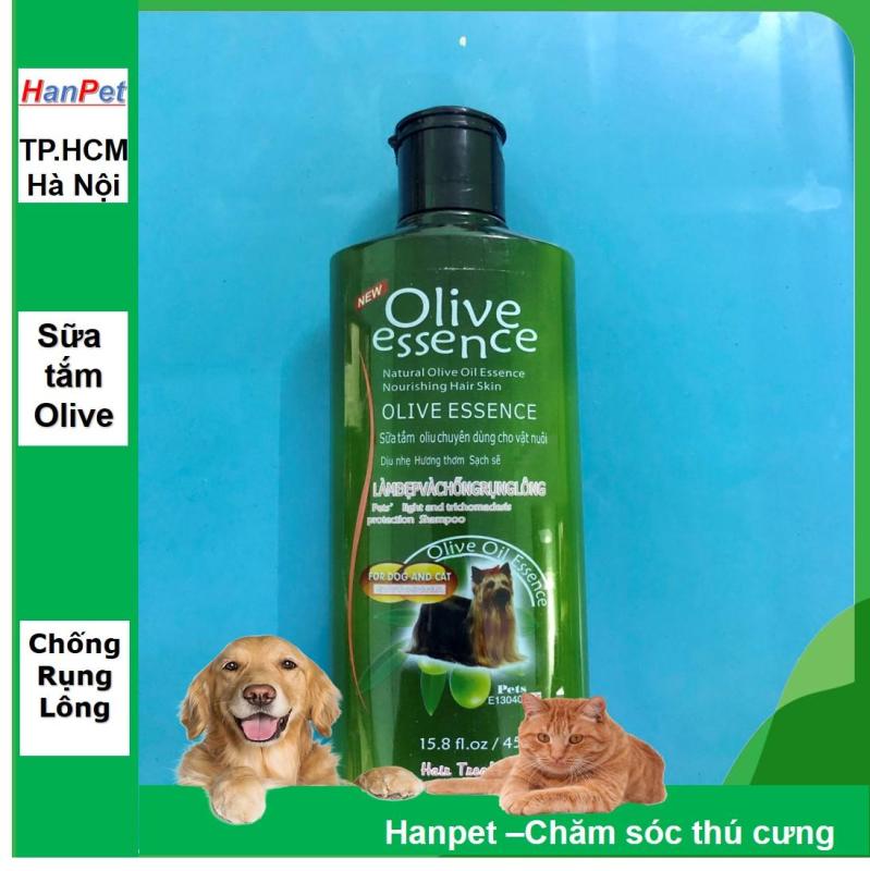 HCM-Sữa tắm tinh dầu ô liu chó mèo - Sữa tắm OLIVE  - 450ml loại Chống rụng lông- Dầu tắm chó mèo-HP10783TC