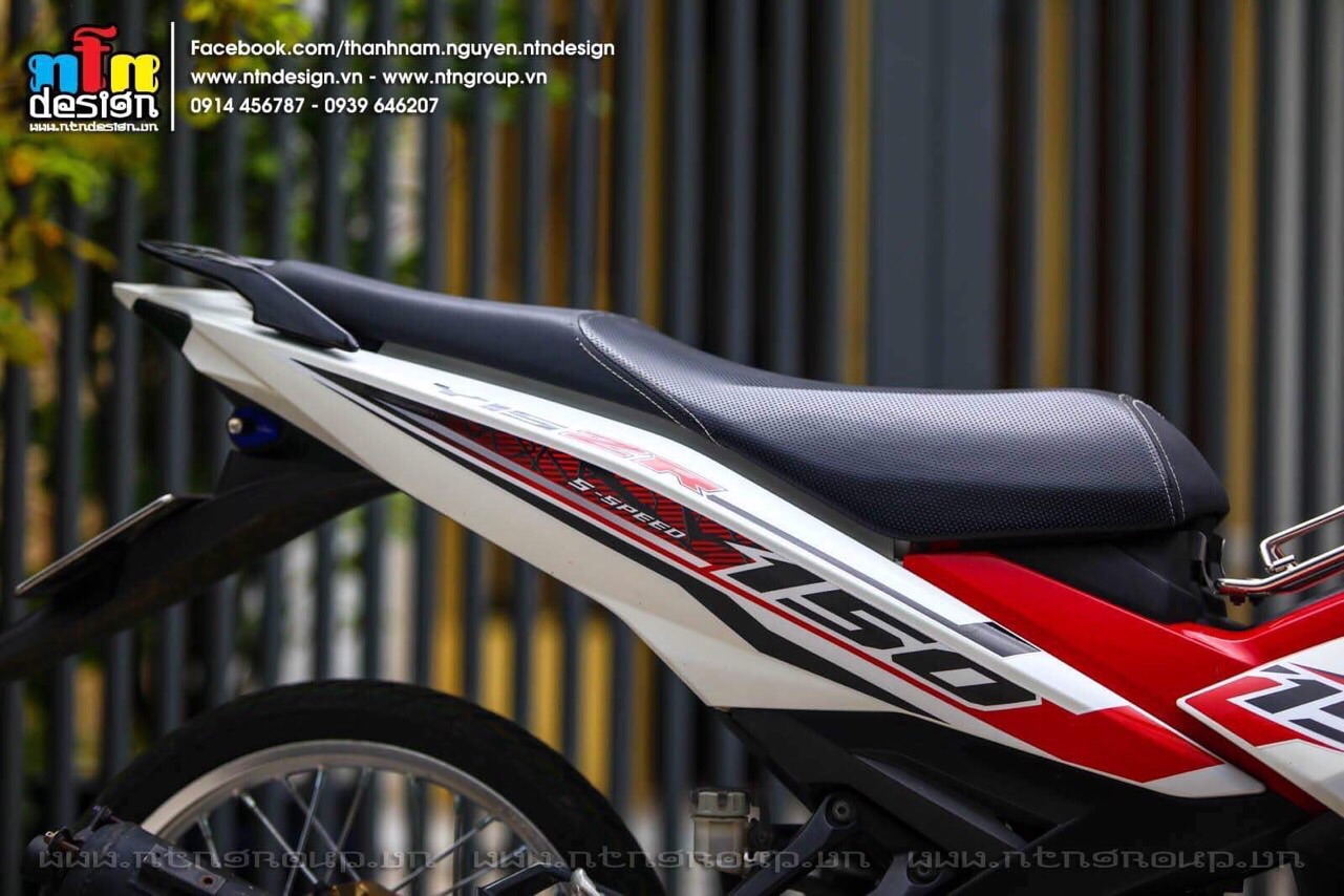 Tem rời dán xe ex 150y15zr trắng đỏ
