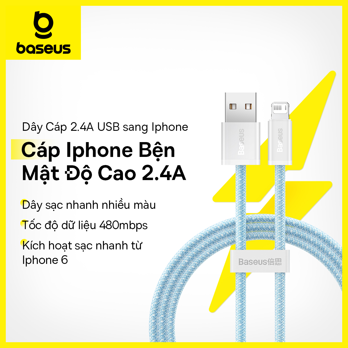 [ĐẦU USB => IPHONE] - Cáp sạc nhanh, siêu bền Baseus Dynamic Series Lightning dùng cho iPhone/ iPad