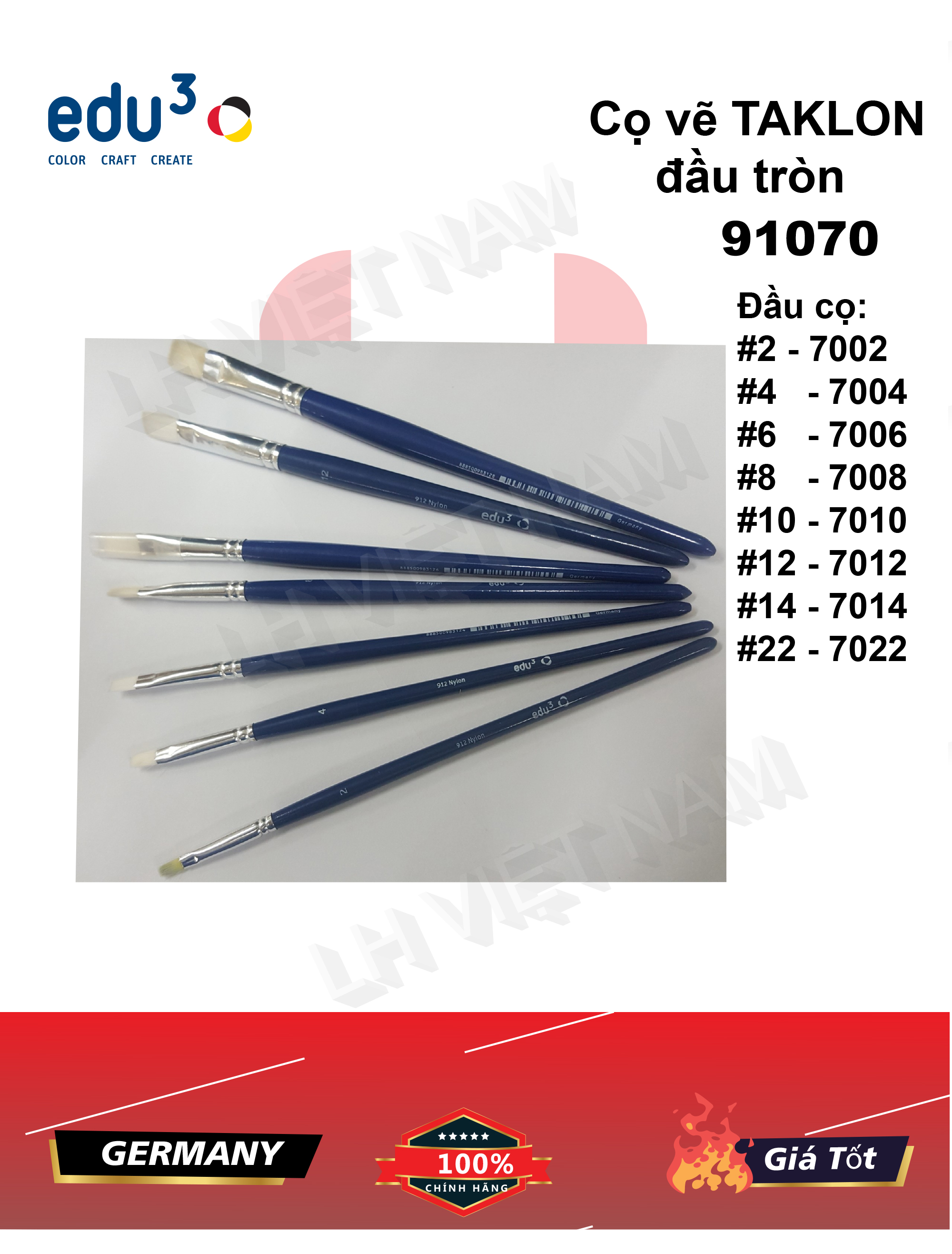 91070 EDU3 Taklon round head brush