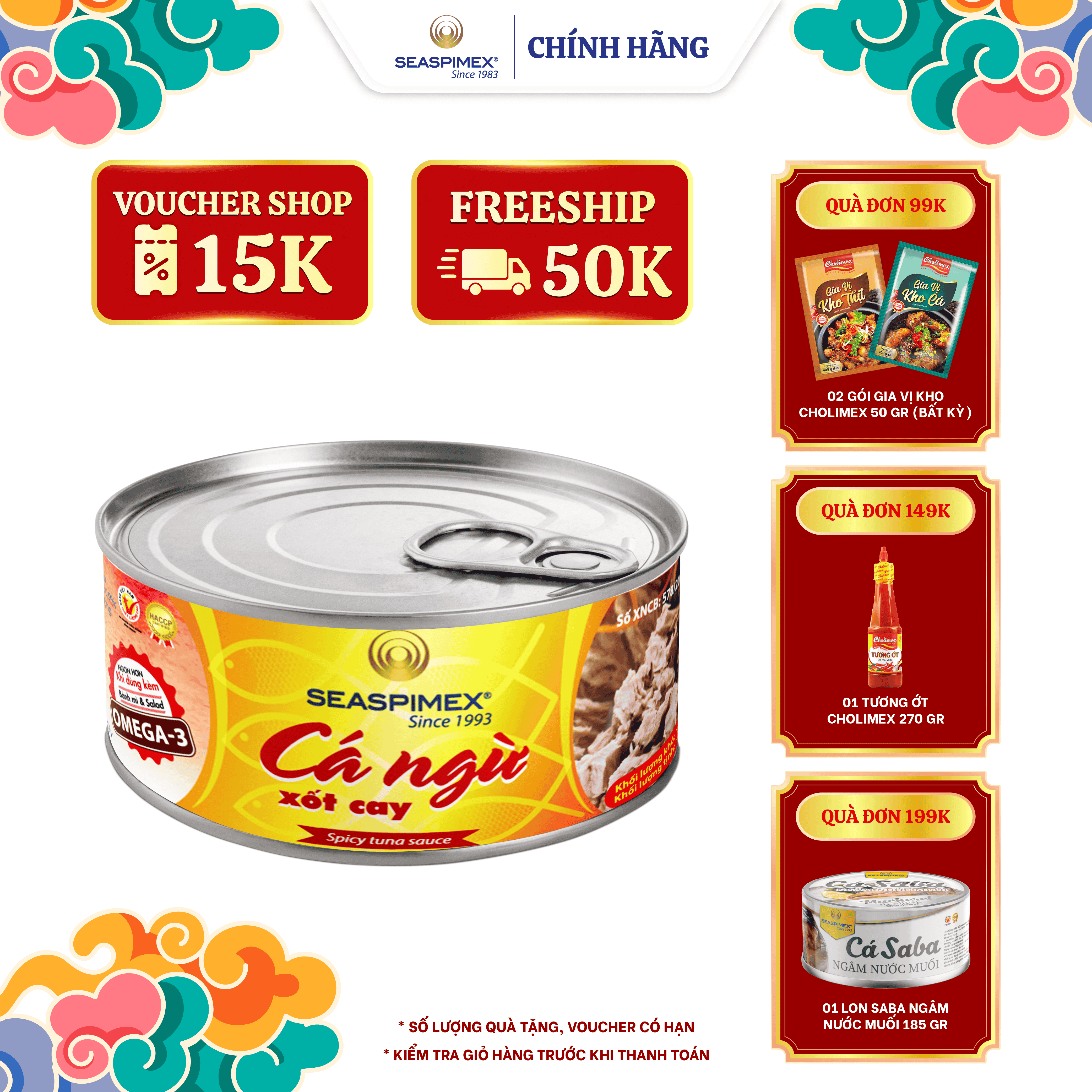 Cá Ngừ Xốt Cay SEASPIMEX 185gr