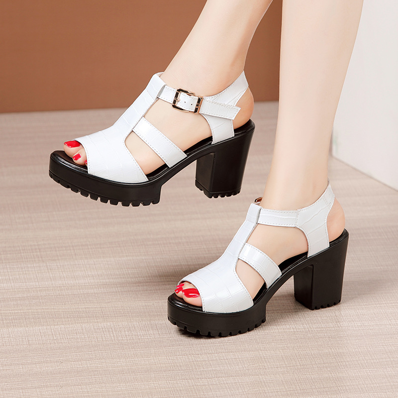 Giày Cao Gót Sandal Nữ Quai Hậu Gót Vuông Quai Kiếu Da Vân Bóng Cao Cấp - CG961