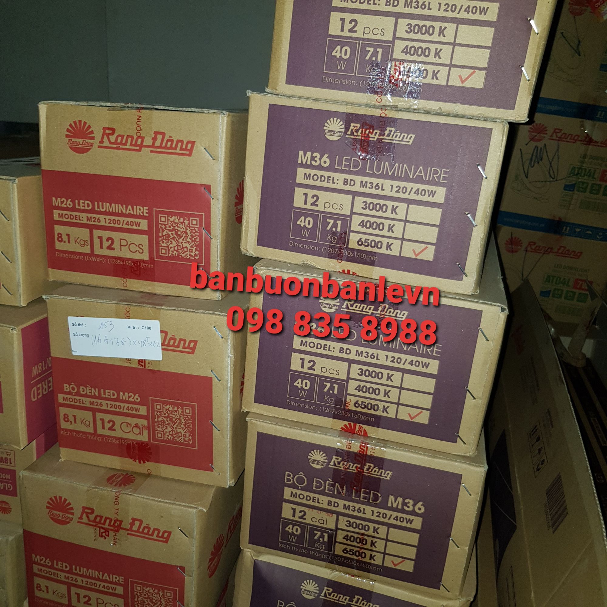 Combo 12 bộ đèn M36 40w Rạng Đông
