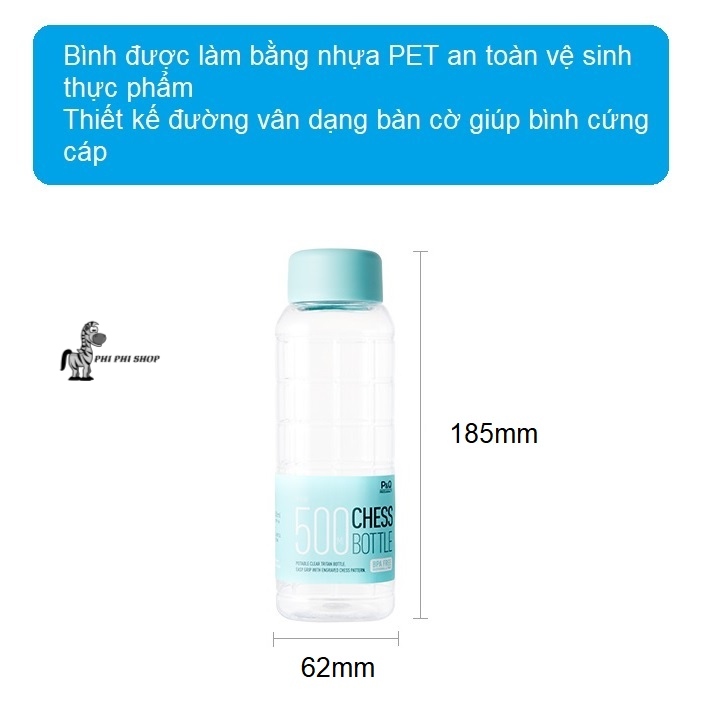 [HCM]Bình nước học sinh Lock&Lock Chess Bottle chất liệu PET BPA Free dung tích 350ml HAP815  500ml HAP816