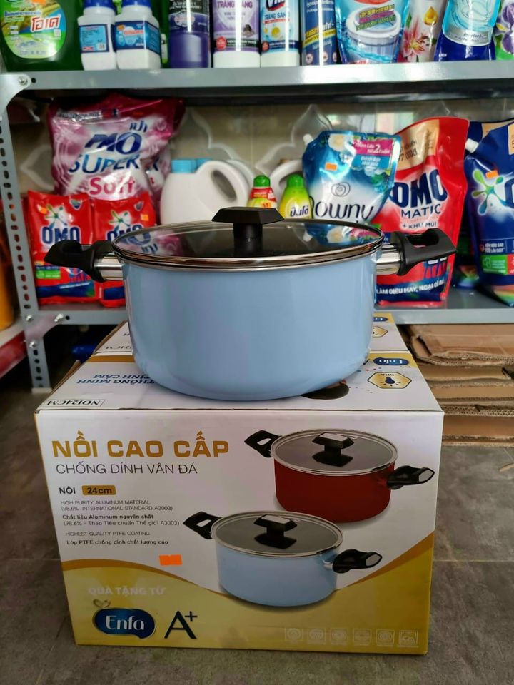 Nồi hợp kim nhôm chống dính vân đá đáy từ nắp kính Kims Cook 24CM