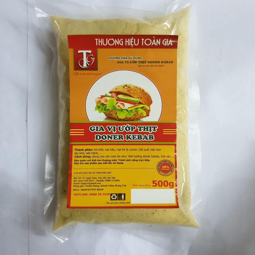 Gia vị doner kebab có muối 500g