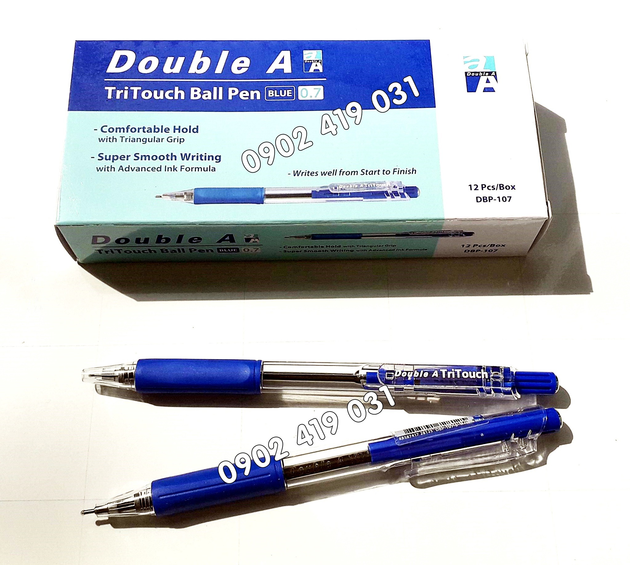 Bút Bi Double A Tritouch 0.7mm - Hộp 12 cây