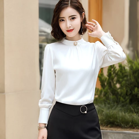 áo sơ mi nữ công sở dài tay , áo lụa ngọc trai - TA99