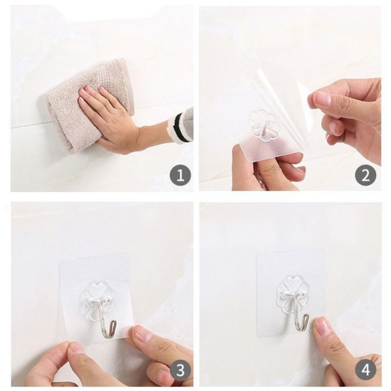 [Combo 10 cái] Móc dán tường chịu lực trong suốt