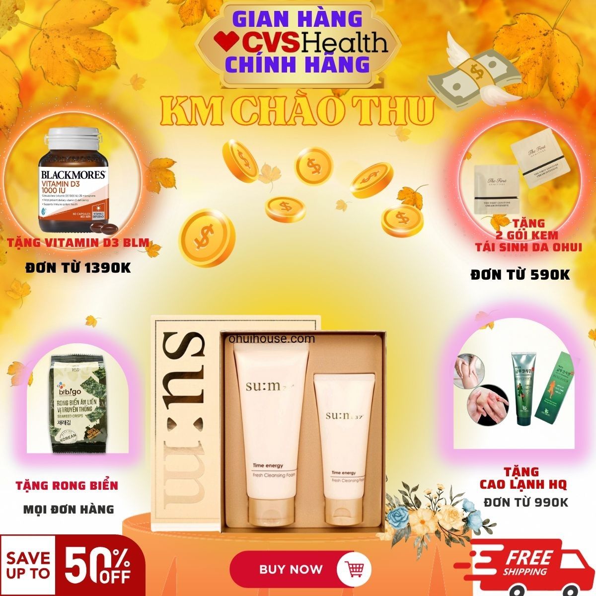 Set sữa rửa mặt SUM TIME ENERGY Hàn Quốc