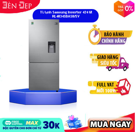 [TRẢ GÓP 0%] [Voucher Up to 1 TRIỆU]Tủ lạnh Samsung Inverter 424 lít RL4034SBAS8/SV (Giá áp dụng giao tại HN, HCM& các tỉnh liên hệ shop)