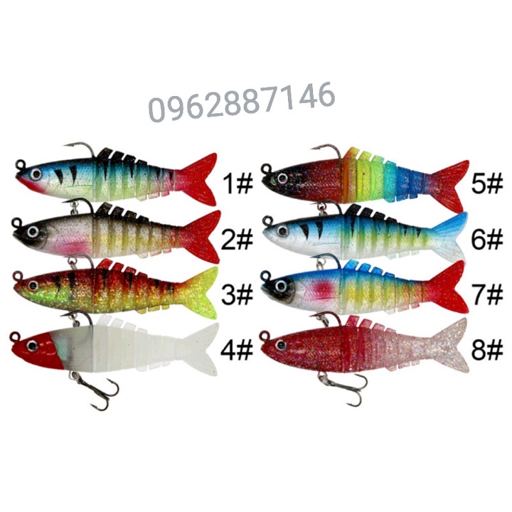 mồi câu cá giả mồi 6 đoạn siêu nhậy 9cm 16g siêu hot